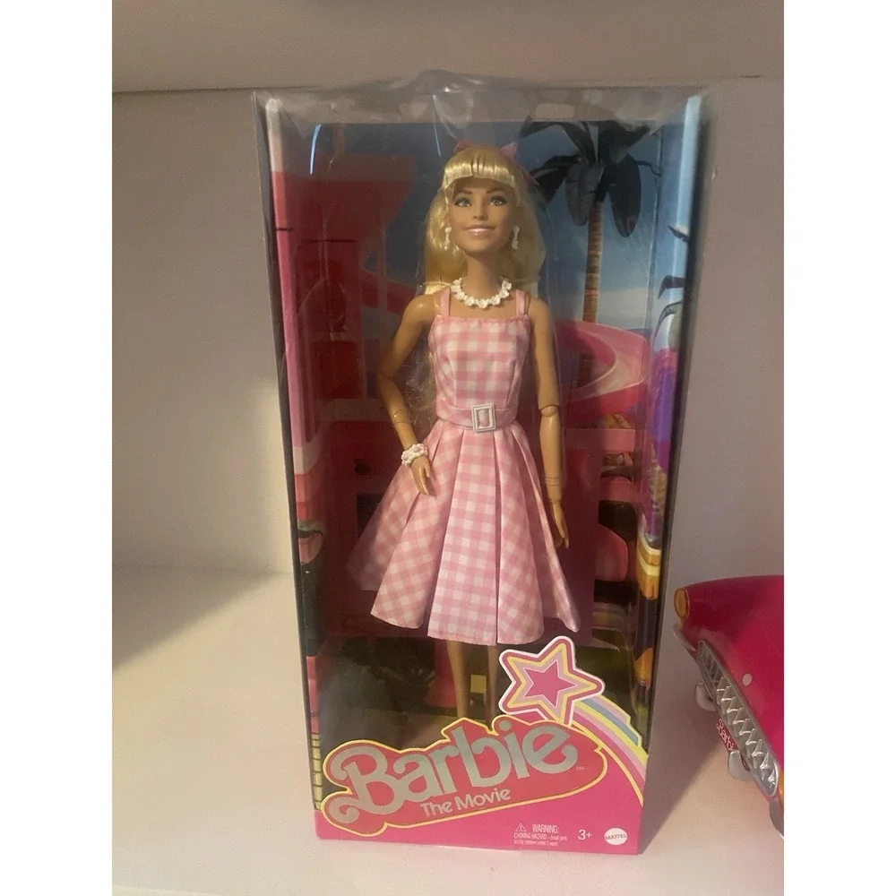 Barbie The Movie Doll HPJ96 + AMC Theaters Pink Corvette Popcorn Container NEW